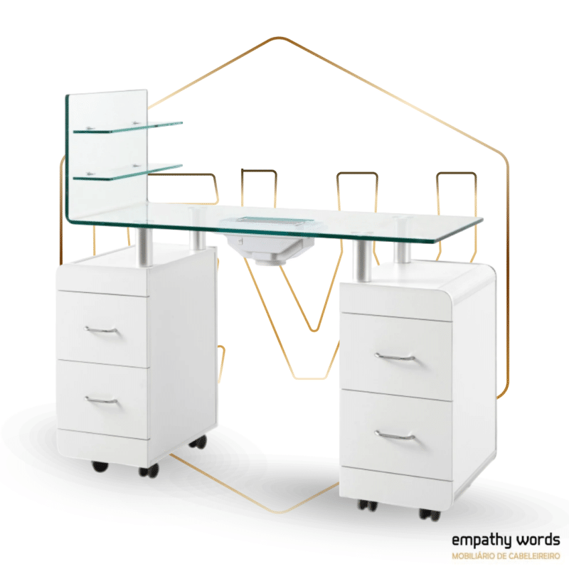 Glas Manicure Table com coleta de poeira Ewwk-WKM014
