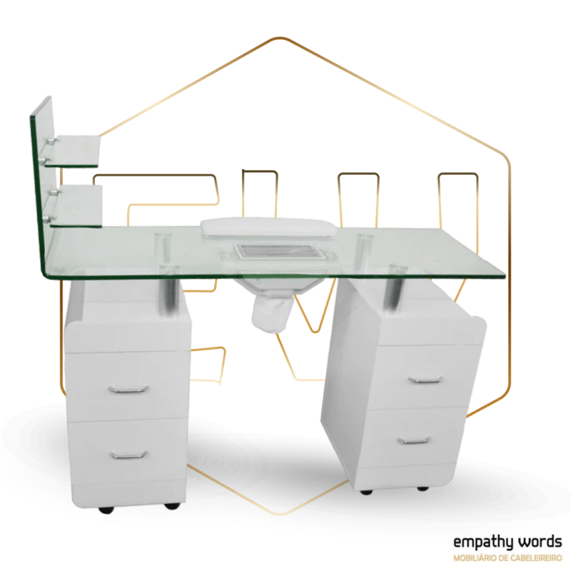 Glas Manicure Table com coleta de poeira Ewwk-WKM014 - Image 2