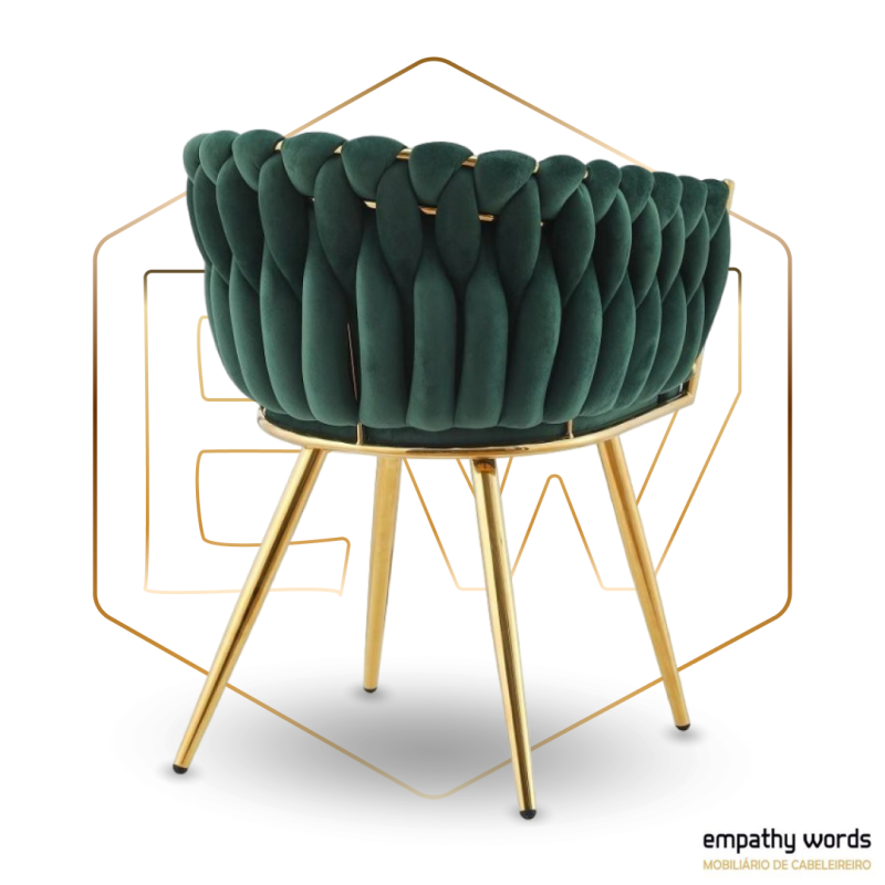 Poltrona de metal em cromo dourado e estofamento em veludo verde escuro EWGS-589SREGIOVO - Image 2