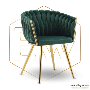 Poltrona de metal em cromo dourado e estofamento em veludo verde escuro EWGS-589SREGIOVO