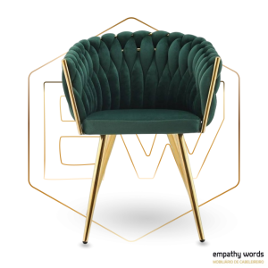 Poltrona de metal em cromo dourado e estofamento em veludo verde escuro EWGS-589SREGIOVO - Image 4