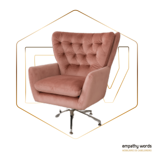 Poltrona giratória, ajustável, estofado em veludo rosa EWGS-590SBECQVRS