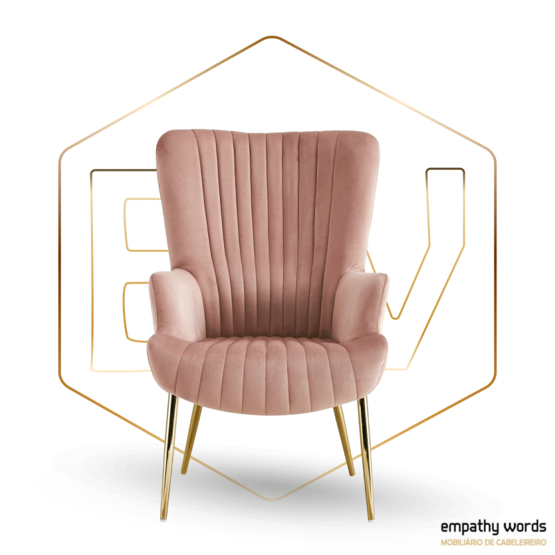 Poltrona com pernas douradas, estofamento em veludo rosa EWGS-543.SLILLEVRS - Image 2