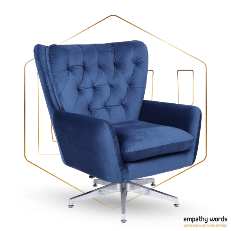 Poltrona giratória, ajustável, estofado em veludo azul EWGS-590SBECQVAZ
