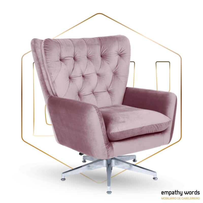 Poltrona giratória, ajustável, estofado em veludo rosa EWGS-590SBECQVRS