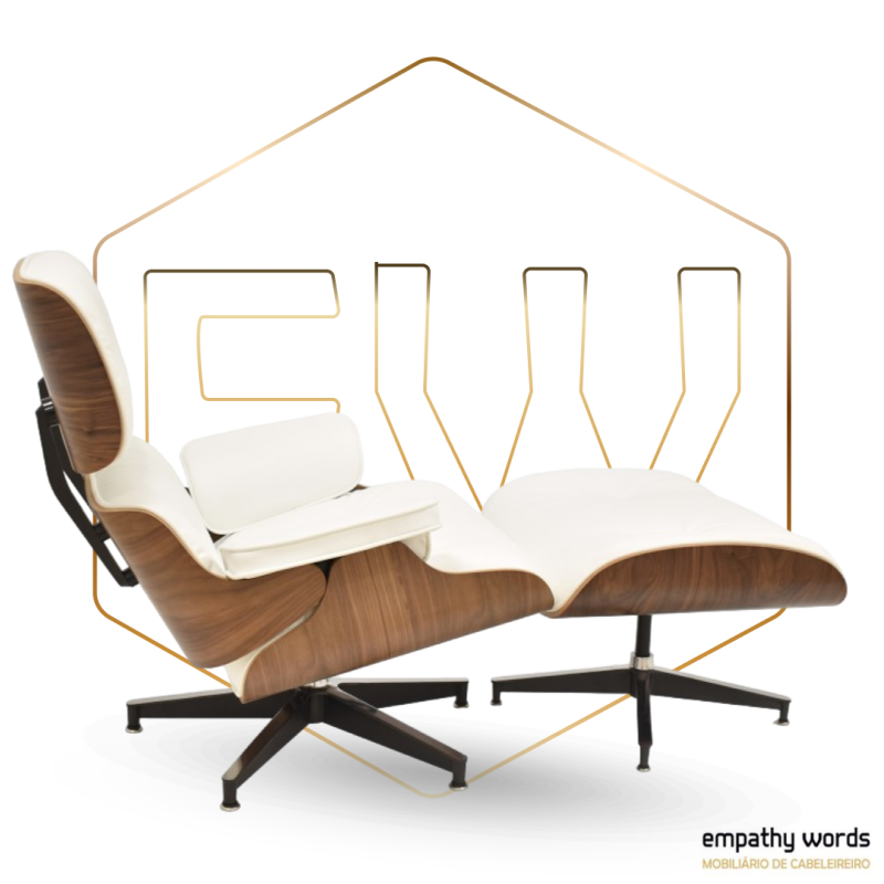 Poltrona com pufe em Couro Branco EWGS-291BOCHANOPB - Image 2