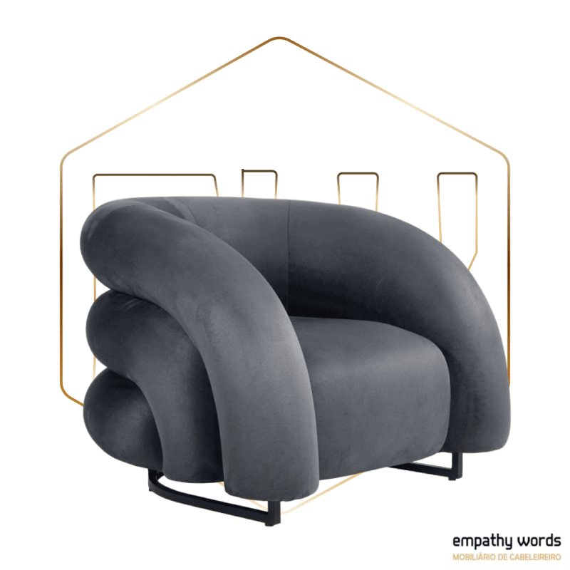 Poltrona estofada em veludo cinza EWGS-590SKARLOVGR