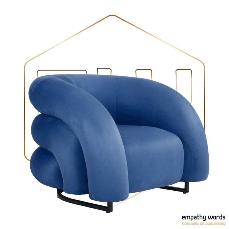 Poltrona estofada em veludo azul EWGS-590SKARLOVAZ