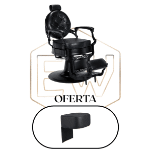 Cadeira de barbeiro EWMI-CH-PRETA+PUFF DE ELEVAÇÃO