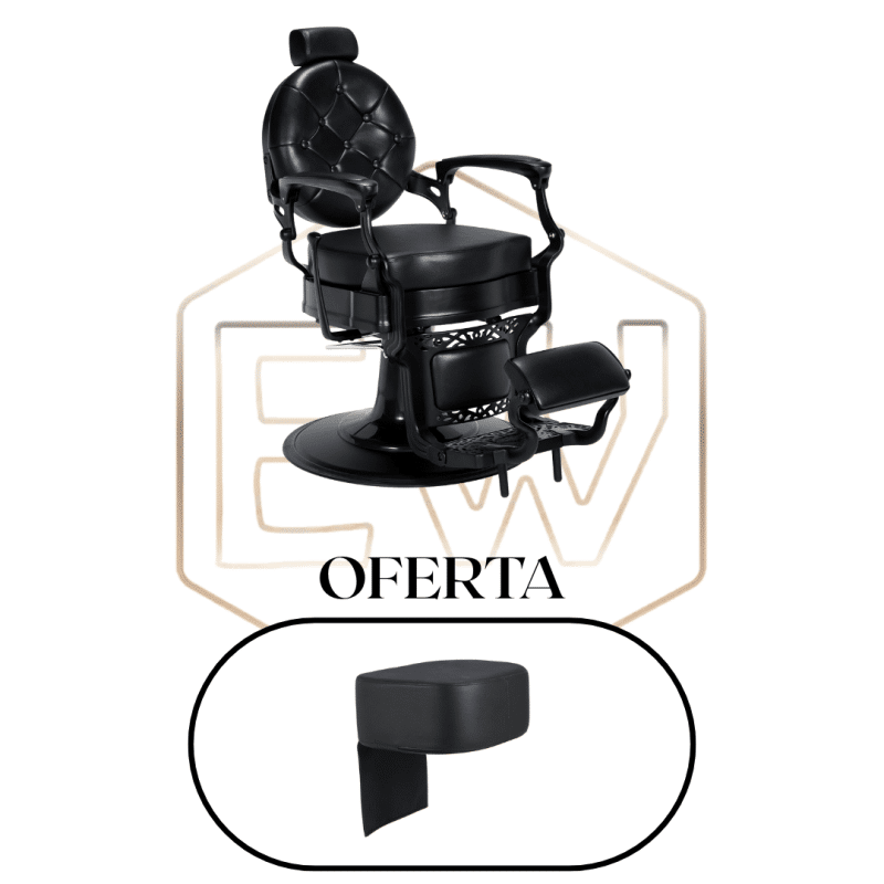 Cadeira de barbeiro EWMI-CH-PRETA+PUFF DE ELEVAÇÃO