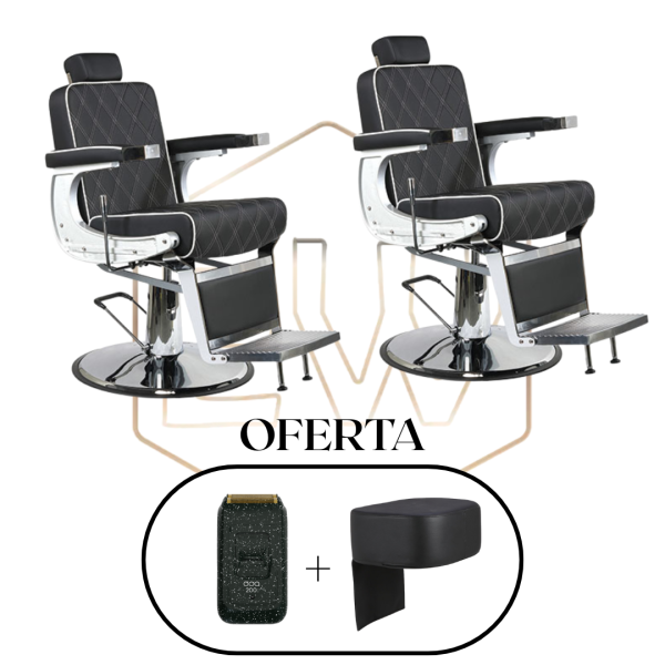 Cadeira de Barbeiro EWMI-KA-0108 + PUFF DE ELEVAÇÃO+MÁQUINA SHAVER EWMI-200