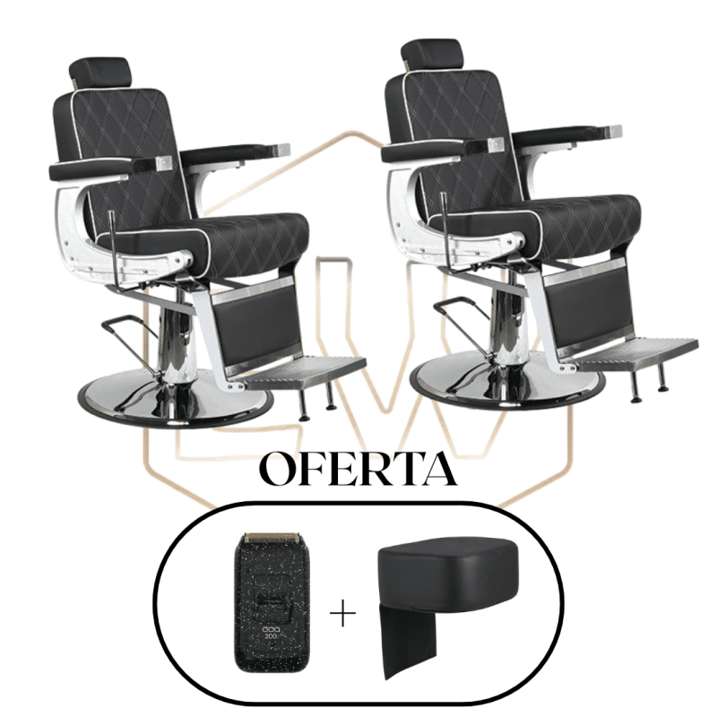 Cadeira de Barbeiro EWMI-KA-0108 + PUFF DE ELEVAÇÃO+MÁQUINA SHAVER EWMI-200