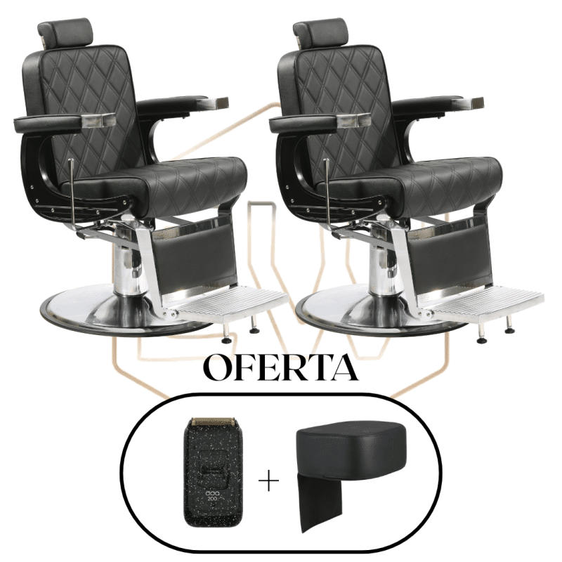 Cadeira de Barbeiro EWMI-AS + PUFF DE ELEVAÇÃO+ MÁQUINA SHAVER EWMI-200