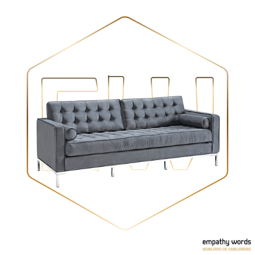 Sofá 3 lugares, tecido velvet cinza EWGS-AR3C