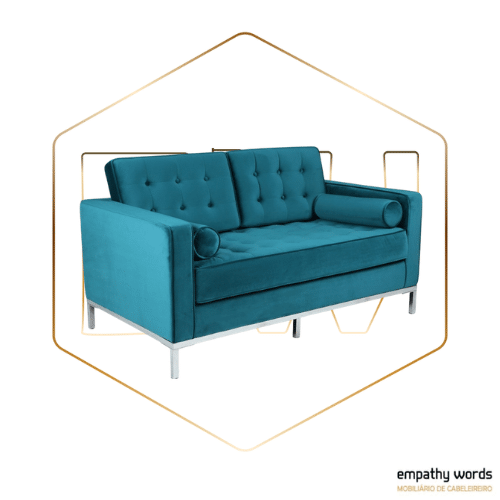 Sofá 2 lugares, tecido velvet turquesa EWGS-AR2T