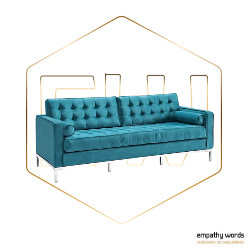 Sofá 3 lugares, tecido velvet turquesa EWGS-AR3T