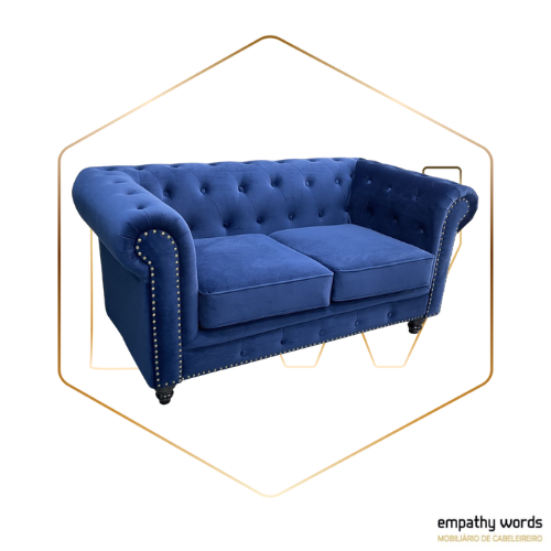 Sofá 2 lugares, tecido velvet azul navy EWGS-CH-P-2LTVAN