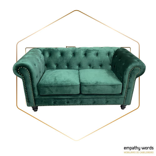 Sofá 2 lugares, tecido velvet esmeralda EWGS-CH-P-2LTVE