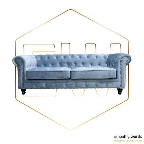 Sofá 3 lugares, tecido velvet dusky azul EWGS-CH-P-3LTVDA