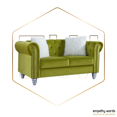 Sofá 2 lugares, tecido velvet verde 38 EWGS-CH-S-2LTVV38