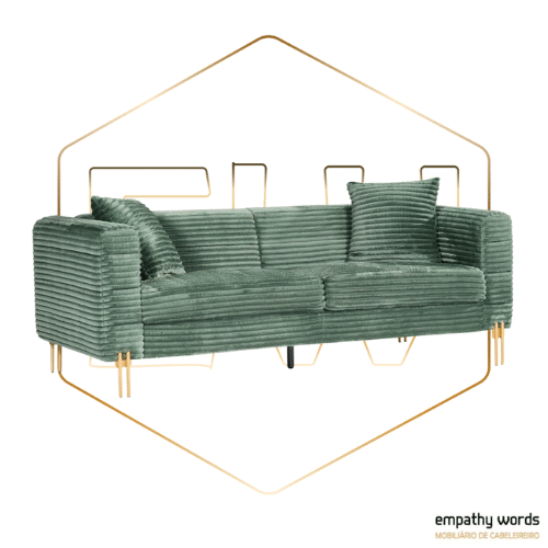Sofá 3 lugares, tecido corduroy verde light EWGS-LA3TCVL