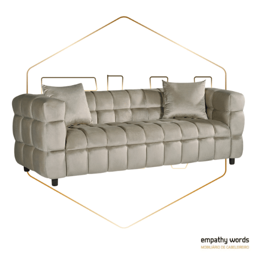 Sofá 3 lugares, tecido velvet cinza light 25 EWGS-LO3TVCL