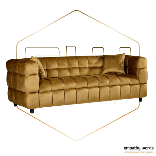 Sofá 3 lugares, tecido velvet camel 34 EWGS-LO3TVC