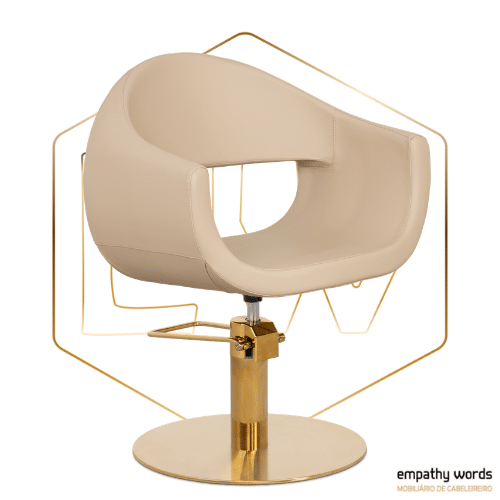 Cadeira de Cabeleireiro bege e base dourada EWWK-GB (5)